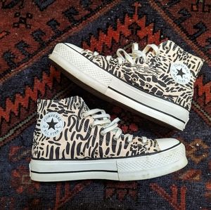 Chuck Taylor All Stars Hightops Platform peach black animal print Women's 10